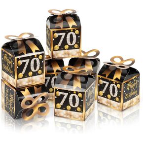 Qonmpcvu 50PCS 70th Birthday Boxes, 70th Party Favors,Birthday Boxes Decorations,Black And Gold Party Favors For Guests For Men Women