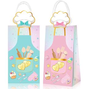 يريلة 16 PCS Party Party Party Favors Little Bakers Gift With with Wandles Goody Treat Pags Bakery Bakery Goodie Birthning School School Party Decoration