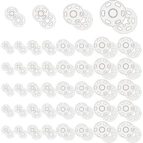 cobee 120 Sets Clear Snaps for Sewing, Plastic Transparent Snap Button Sew On Snaps, Round Sewing Snaps and Fasteners Snaps for Clothing Fabric Press Button Shirts Sewing Clothing DIY Craft