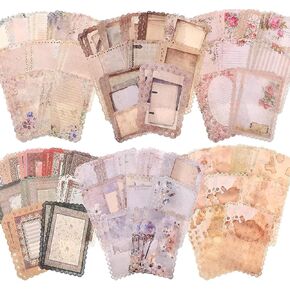 120 Sheets Lace Edged Scrapbook Paper 12 Pack Stationery Vintage Paper Journaling Scrapbooking Craft Paper Kit for Letter DIY Junk Journals Bullet Collage Paper Embellishment Collage Background