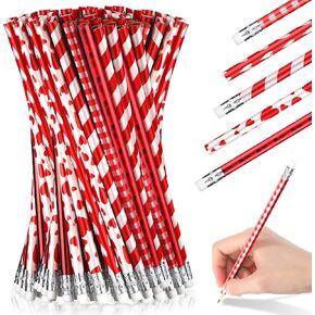 Spakon Valentine Pencils Classic Novelty Heart Stripe Pencils with Eraser Assorted Pencils Valentines Party Supplies Carnival Prize Office Supply, 5 Style(100 Pieces)
