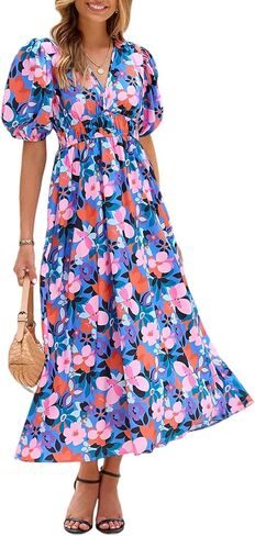 Women's Summer Floral Maxi Dress Spring Wedding Guest Dress 2026 in Kuwait