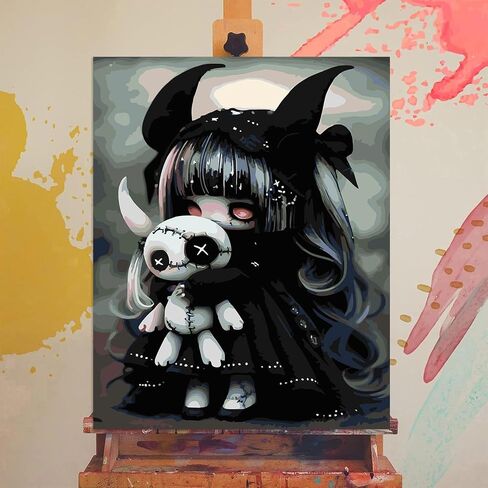 tigdtiu Gothic Paint by Numbers Kit for Adults Beginner- Dark Adult Paint by Number Kits On Canvas Adults' Paint-by-Number Kits DIY Oil Painting Kits for Gift Home Wall Decor 16x20 Inch in Saudi Arabia