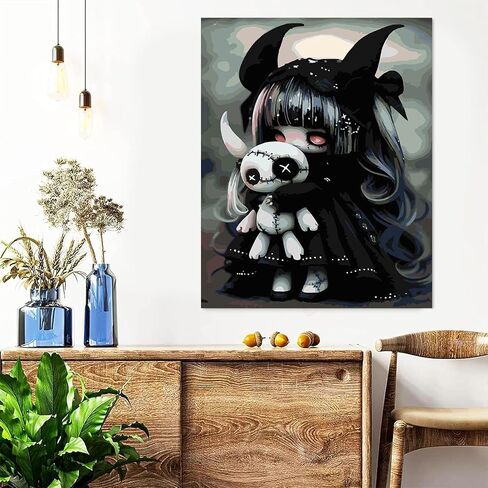 tigdtiu Gothic Paint by Numbers Kit for Adults Beginner- Dark Adult Paint by Number Kits On Canvas Adults' Paint-by-Number Kits DIY Oil Painting Kits for Gift Home Wall Decor 16x20 Inch in Saudi Arabia