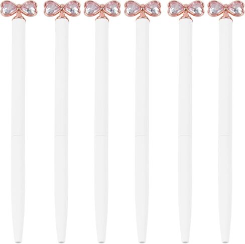 6 PCS Bow Crystal Diamond Ballpoint Bling Metal Ballpoint Pen Office Supplies Gift Pens in Saudi Arabia