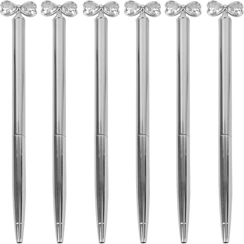 6 PCS Bow Crystal Diamond Ballpoint Bling Metal Ballpoint Pen Office Supplies Gift Pens in Saudi Arabia