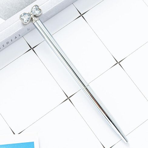 6 PCS Bow Crystal Diamond Ballpoint Bling Metal Ballpoint Pen Office Supplies Gift Pens in Saudi Arabia