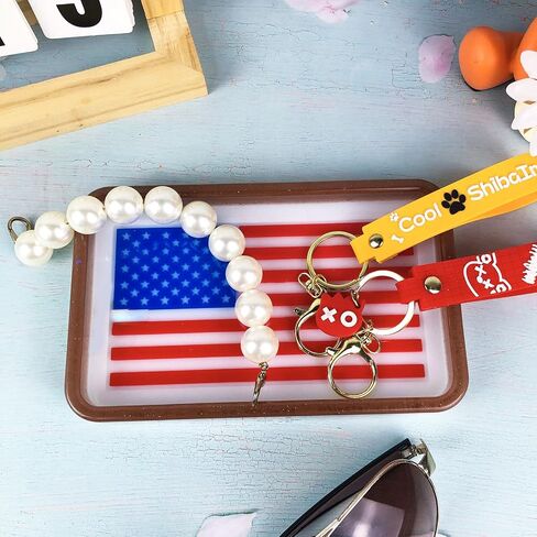 Resin Tray Mold American Flag Tray Silicone Mold Rectangle Tray Resin Mold Jewelry Plate Mould for Epoxy Resin DIY Crafts Trinket Candy Candle Container Soap Dish Home Decoration (White) in Kuwait