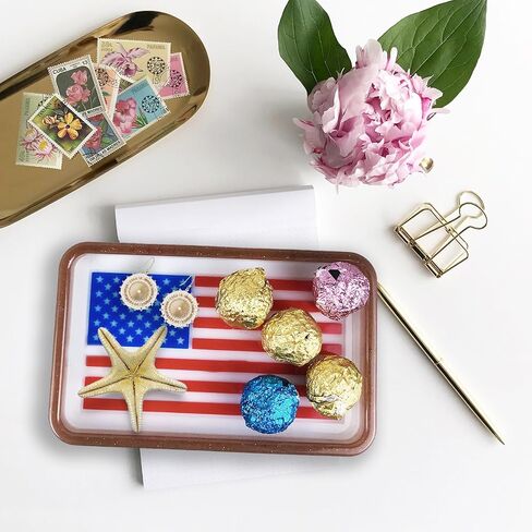 Resin Tray Mold American Flag Tray Silicone Mold Rectangle Tray Resin Mold Jewelry Plate Mould for Epoxy Resin DIY Crafts Trinket Candy Candle Container Soap Dish Home Decoration (White) in Kuwait