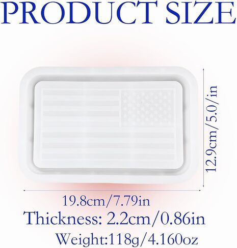 Resin Tray Mold American Flag Tray Silicone Mold Rectangle Tray Resin Mold Jewelry Plate Mould for Epoxy Resin DIY Crafts Trinket Candy Candle Container Soap Dish Home Decoration (White) in Kuwait