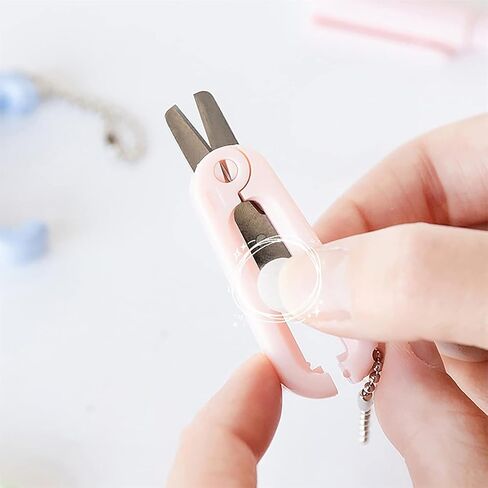 Mini Scissors with Key Chain Mini Telescopic Small Foldable Scissors Portable Safe Pocket Travel Scissors Retractable Kids Shears Sharp Cutting Tools for Cutting, Scrapbooking (White) in Kuwait