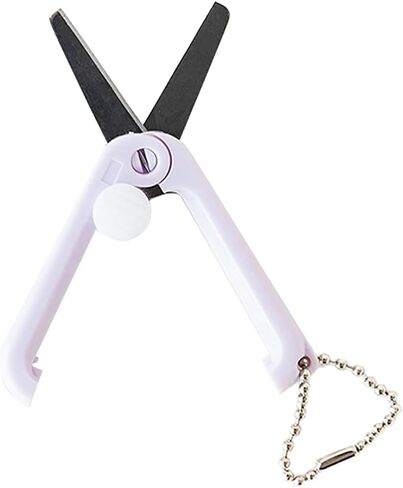 Mini Scissors with Key Chain Mini Telescopic Small Foldable Scissors Portable Safe Pocket Travel Scissors Retractable Kids Shears Sharp Cutting Tools for Cutting, Scrapbooking (White) in Kuwait