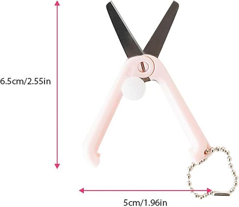 Mini Scissors with Key Chain Mini Telescopic Small Foldable Scissors Portable Safe Pocket Travel Scissors Retractable Kids Shears Sharp Cutting Tools for Cutting, Scrapbooking (White) in Kuwait