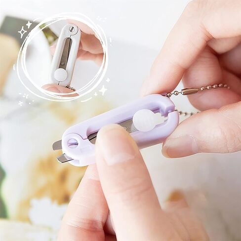 Mini Scissors with Key Chain Mini Telescopic Small Foldable Scissors Portable Safe Pocket Travel Scissors Retractable Kids Shears Sharp Cutting Tools for Cutting, Scrapbooking (White) in Kuwait