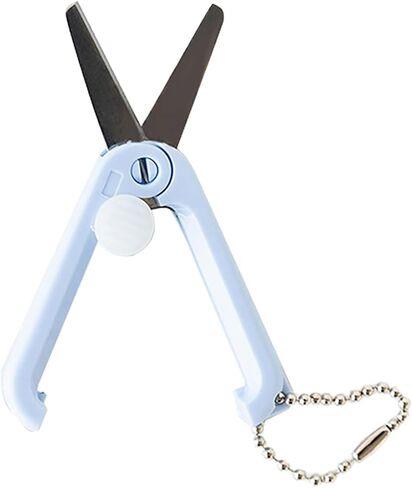 Mini Scissors with Key Chain Mini Telescopic Small Foldable Scissors Portable Safe Pocket Travel Scissors Retractable Kids Shears Sharp Cutting Tools for Cutting, Scrapbooking (White) in Kuwait