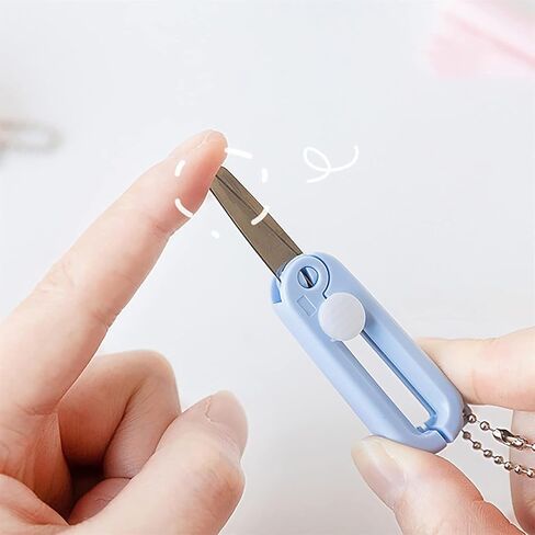 Mini Scissors with Key Chain Mini Telescopic Small Foldable Scissors Portable Safe Pocket Travel Scissors Retractable Kids Shears Sharp Cutting Tools for Cutting, Scrapbooking (White) in Kuwait