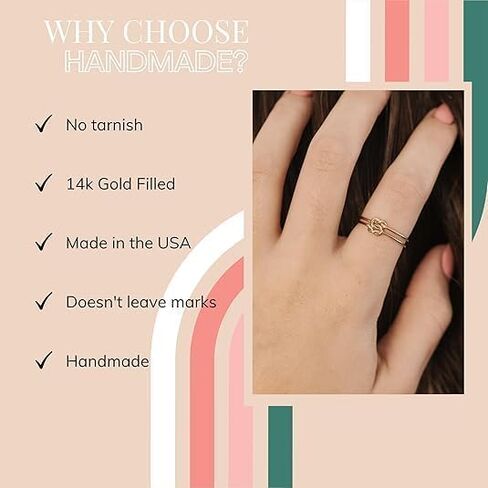 Handmade Double Knot 14k Gold Filled Ring for Women, Size 7 in Saudi Arabia
