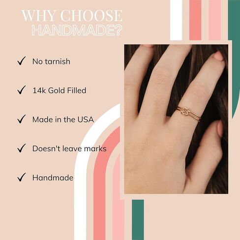 Handmade Double Knot 14k Gold Filled Ring for Women, Size 7 in Saudi Arabia