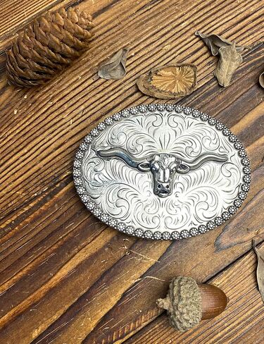 TOPACC Western Belt Buckle for Men Women Cowboy Cowgirl Rodeo Gold Longhorn Buckle 1.5 Inches Novelty Belt Buckle in Saudi Arabia