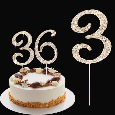 Birthday Cake Topper Number, Bling Gold Rhinestone Large Number 0-9 Happy Birthday Cake Topper for Birthday Anniversary Party Decoration, 5 in Saudi Arabia