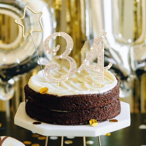 Birthday Cake Topper Number, Bling Gold Rhinestone Large Number 0-9 Happy Birthday Cake Topper for Birthday Anniversary Party Decoration, 5 in Saudi Arabia