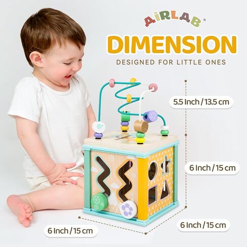 Wooden Activity Cube Montessori Toys for 1 2 3 Year Old Baby Toys 12 Months Toddlers 1-3 Birthday Gift Boys Girls Sensory Interactive Learning Toys in Saudi Arabia
