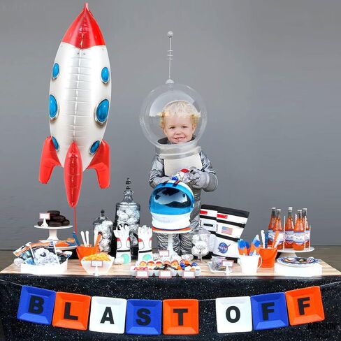 KatchOn, Huge Blue Rocket Balloons for Kids - 33 Inch, Pack of 1 | Spaceship Balloon, Space Themed Party Decorations | Space Balloons, Rocketship Balloons | Rocket Ship Balloon for Rocket Ship Decor in Saudi Arabia