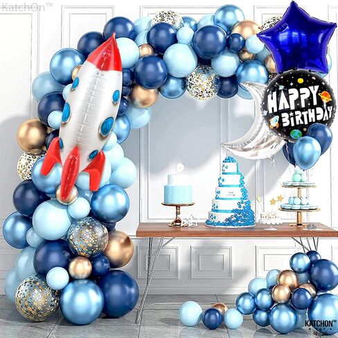 KatchOn, Huge Blue Rocket Balloons for Kids - 33 Inch, Pack of 1 | Spaceship Balloon, Space Themed Party Decorations | Space Balloons, Rocketship Balloons | Rocket Ship Balloon for Rocket Ship Decor in Saudi Arabia