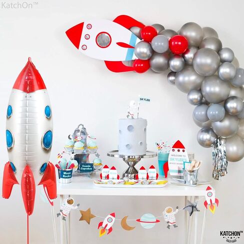 KatchOn, Huge Blue Rocket Balloons for Kids - 33 Inch, Pack of 1 | Spaceship Balloon, Space Themed Party Decorations | Space Balloons, Rocketship Balloons | Rocket Ship Balloon for Rocket Ship Decor in Saudi Arabia