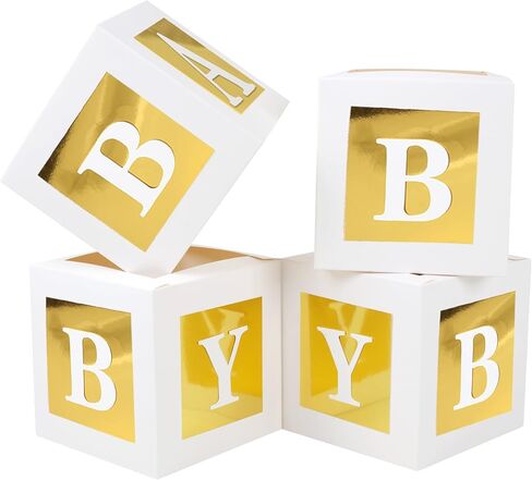 4 PCS Baby Shower Flower Joxes Table Mencored Decoration Gold Baby Block Ploral حامل الأزهار المركزية في بلوم in Kuwait