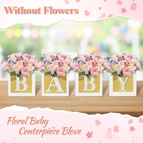 4 PCS Baby Shower Flower Joxes Table Mencored Decoration Gold Baby Block Ploral حامل الأزهار المركزية في بلوم in Kuwait