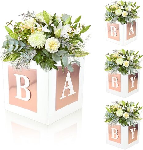 4 PCS Baby Shower Flower Joxes Table Mencored Decoration Gold Baby Block Ploral حامل الأزهار المركزية في بلوم in Kuwait