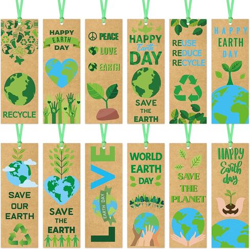 جوائز اليوم Haooryx Earth Day Gownoard - 240pcs حفظ الأرض إعادة تدوير Kraft Paper Papbon Mark in Kuwait