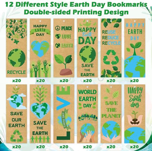 جوائز اليوم Haooryx Earth Day Gownoard - 240pcs حفظ الأرض إعادة تدوير Kraft Paper Papbon Mark in Kuwait