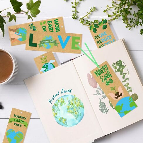جوائز اليوم Haooryx Earth Day Gownoard - 240pcs حفظ الأرض إعادة تدوير Kraft Paper Papbon Mark in Kuwait
