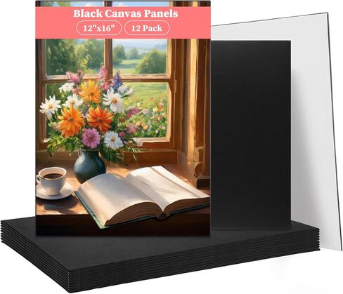 24PCS 8x8 Black Canvases for Painting, Black Canvas Panels for Painting, Drawing and Art Supplies, Blank Small Canvases for Painting Acrylics Oil Watercolor Tempera Paints in Saudi Arabia