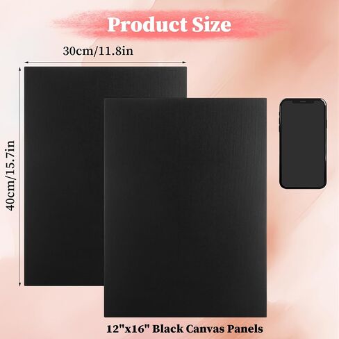 24PCS 8x8 Black Canvases for Painting, Black Canvas Panels for Painting, Drawing and Art Supplies, Blank Small Canvases for Painting Acrylics Oil Watercolor Tempera Paints in Saudi Arabia