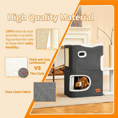 Cat House Beds for Indoor Cats Adults Bed Tower with Scratching Post and Hideaway Cat Condo Cave and Cat Toys for Multi Pets Kitten Large Cats Grey in Saudi Arabia