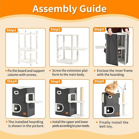 Cat House Beds for Indoor Cats Adults Bed Tower with Scratching Post and Hideaway Cat Condo Cave and Cat Toys for Multi Pets Kitten Large Cats Grey in Saudi Arabia