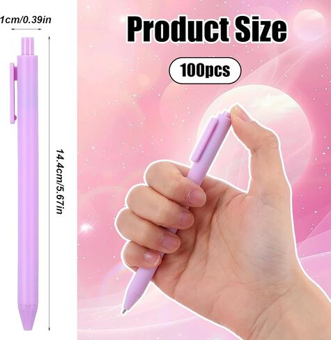 100 PCS Proper Pens Bens ، 1.0 mm Pink Click Pens ، Recortable Contrate Crinting Point Point Plat in Kuwait