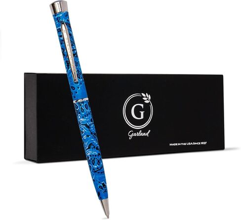 Garland Metal Twist Pen – Made in USA - Decorated Series, Gift for Client, Graduate, Professional Look, Gift Box, Refillable with Universal #1 Refill (Paisley-Chrome) in Kuwait