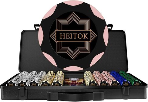 Clay Poker Chip Set for Texas Hold’em, 500 PCS with Denominations, Professional Casino Blackjack Numbered Chips Set, high-end Carrying case with German Polycarbonate Shell in Saudi Arabia