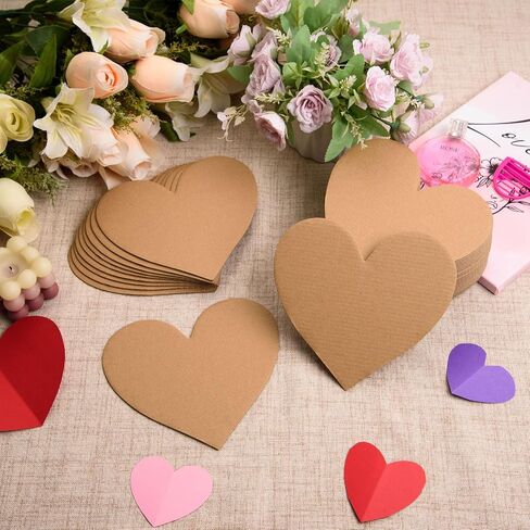 MixTeach 50 Pcs Heart Corrugated Cardboard Sheets 2mm Thick Heart Paper Cutouts Heart Flat Packaging Cardboard Pads for Wedding DIY Art Projects Festival Valentine Decoration Crafts, 7.1x6.7 in Saudi Arabia