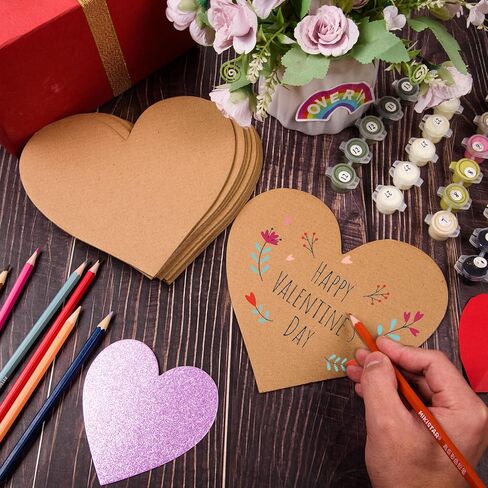 MixTeach 50 Pcs Heart Corrugated Cardboard Sheets 2mm Thick Heart Paper Cutouts Heart Flat Packaging Cardboard Pads for Wedding DIY Art Projects Festival Valentine Decoration Crafts, 7.1x6.7 in Saudi Arabia