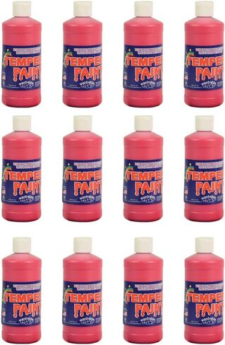 Constructive Playthings Washable Tempera Paint for Kids, Classroom Painting Supplies, Set of 12 Pints, White in Kuwait