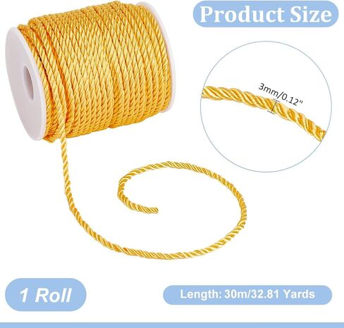 PH PandaHall 32 Yards Silvery Cord Trim 3mm Graduation Honor Cords Window Bow Ties Crafts Rope Decorative Cords for Clothing Lampshade Braided Handfasting Cord Wedding, wh-OCOR-WH0079-88G-US24 in Saudi Arabia