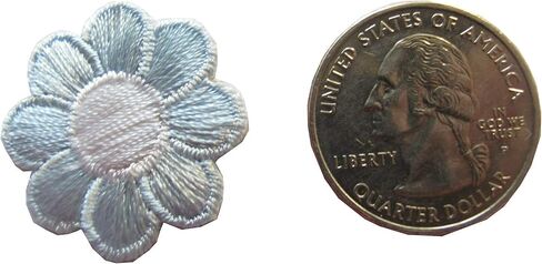 #2987SB lot 4pcs 1 "أبيض أزرق ديزي الزهرة الحديد على رقعة زين للحرف ، والخياطة ، والملابس -1" x1 "بوصة (أزرق) in Kuwait