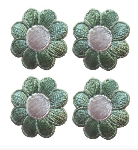 #2987SB lot 4pcs 1 "أبيض أزرق ديزي الزهرة الحديد على رقعة زين للحرف ، والخياطة ، والملابس -1" x1 "بوصة (أزرق) in Kuwait
