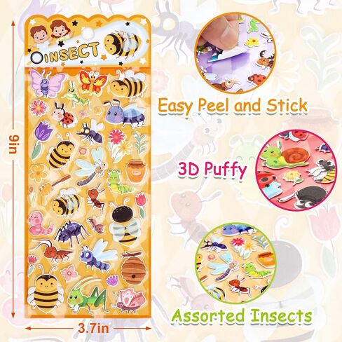 Cute Puffy Farm Animal Stickers for Kids Toddlers – Reusable 3D Foam Cartoon Stickers, Large & Small Bubble Zoo Jungle Animals - Cow,Pig,Sheep,Lion,Tiger,Giraffe for Children – 4 Sheets. in Kuwait
