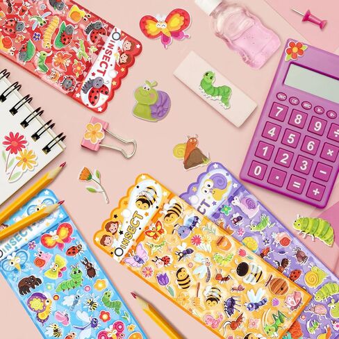 Cute Puffy Farm Animal Stickers for Kids Toddlers – Reusable 3D Foam Cartoon Stickers, Large & Small Bubble Zoo Jungle Animals - Cow,Pig,Sheep,Lion,Tiger,Giraffe for Children – 4 Sheets. in Kuwait